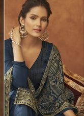 Winsome Looking Salwar Suit in Dark Blue